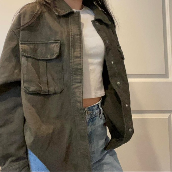Zara green jean jacket - Picture 3 of 4